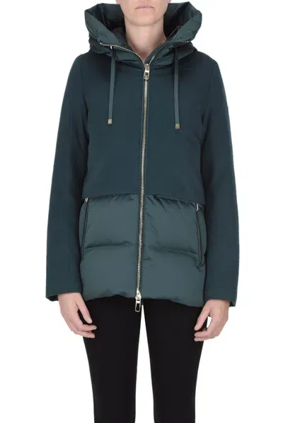 Duno Wool-blend Cloth Inserts Down Jacket In Dark Green