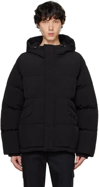 Dunst Black Hooded Volume Down Jacket In Black Navy