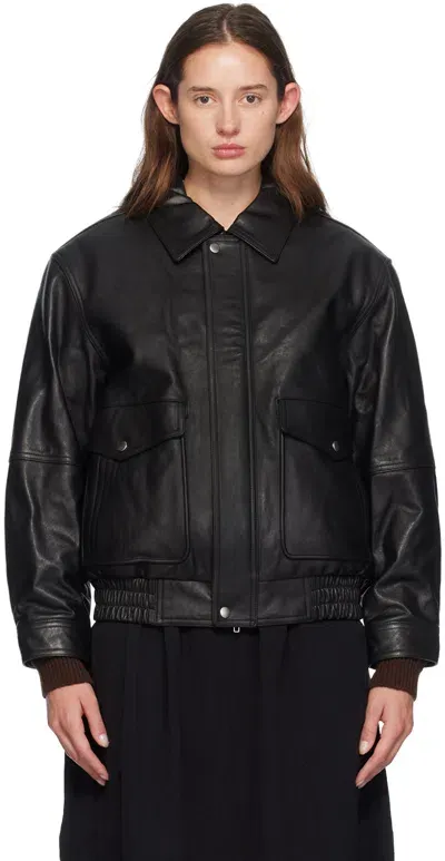 Dunst Black Oversized Leather Jacket