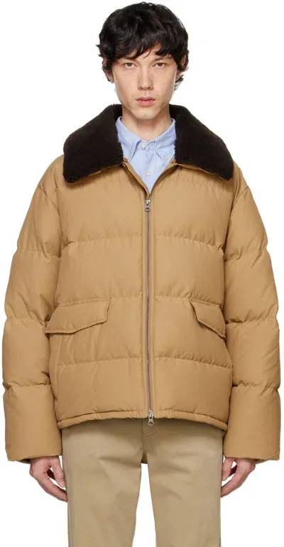 Dunst Brown Faux-shearling Collar Down Jacket In Camel Brown