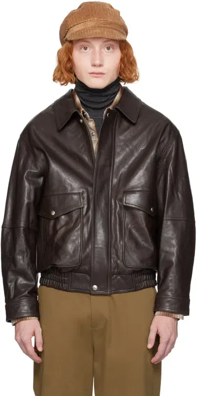 Dunst Brown Oversized Leather Jacket