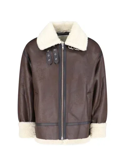 Dunst Faux Shearling Zip Jacket In Brown