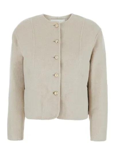 Dunst Handmade Cashmere Collarless Jacket In White