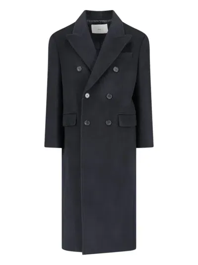 Dunst Unisex Tailored Double Breast Wool Coat In Black