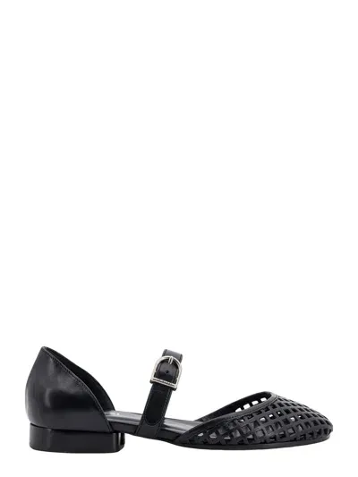 Durazzi Milano Perforated Leather Ballerinas In Black