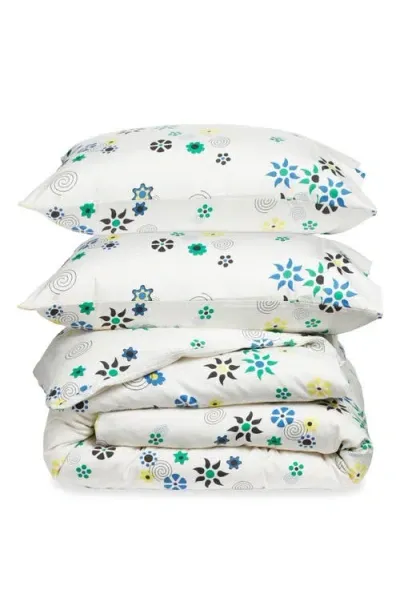 Dusen Dusen Flower Duvet Cover & Shams Set In White Multi