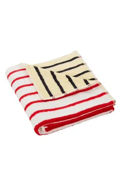 Dusen Dusen House Stripe Cotton Terry Bath Towel In Brown