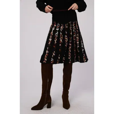 Dvf Hutch Animal Print Pleated Sweater Skirt In Jungle Cat Sm/black