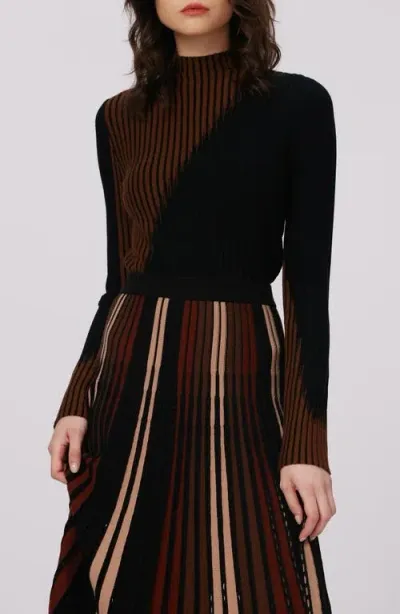 Dvf Marisol Mock Neck Sweater In Brown/black