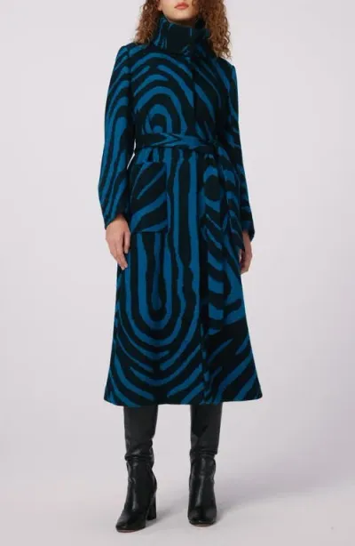 Dvf Starsky Zebra Stripe Wool Blend Coat In Zebra Indian Green Lg