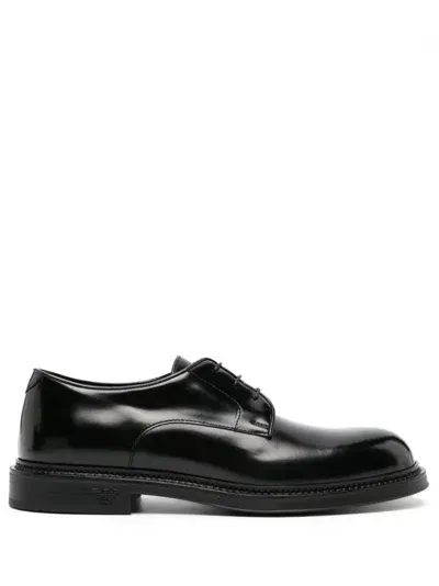 E 'clat Shiny Leather Laced Shoes In Black