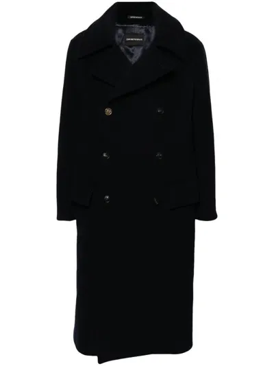 E 'clat Wool Double Breasted Coat In Black