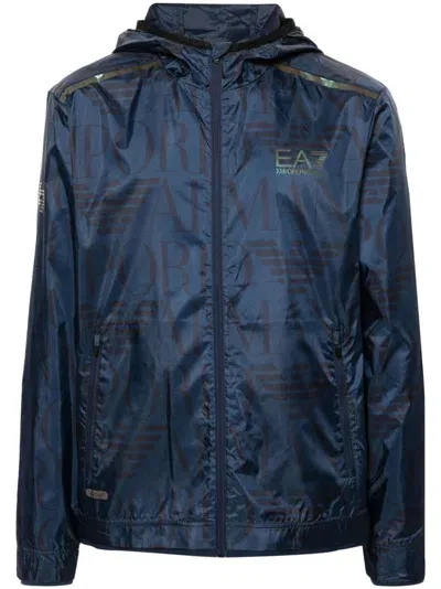 Ea7 Dynamic Athlete Hooded Jacket In Blue