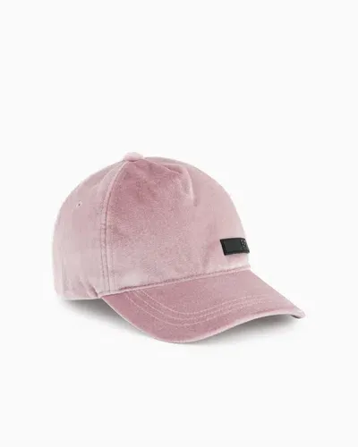 Ea7 Athletic Velour Baseball Cap In Pink