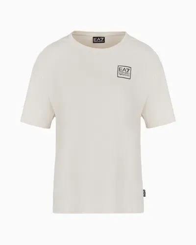 Ea7 Contemporary Sport Cotton Short-sleeved T-shirt In White