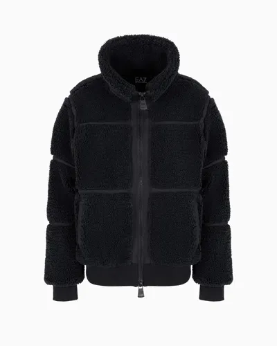 Ea7 Contemporary Sport Teddy-effect Jacket In Black