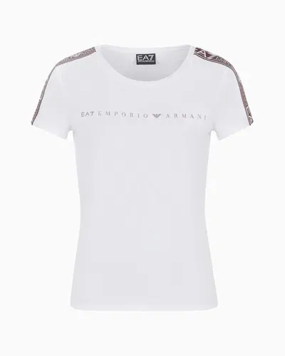 Ea7 Dynamic Athlete Crew-neck T-shirt In Natural Ventus7 Technical Fabric In White