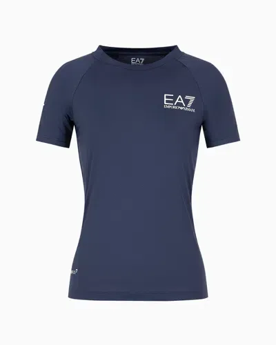 Ea7 Dynamic Athlete Short-sleeved T-shirt In Ventus7 Technical Fabric In Blue