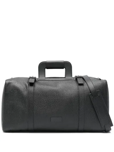 Ea7 Emporio Armani Leather Duffle Bag In Black