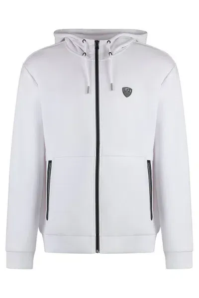 Ea7 Emporio Armani Logo Patch Zip In White