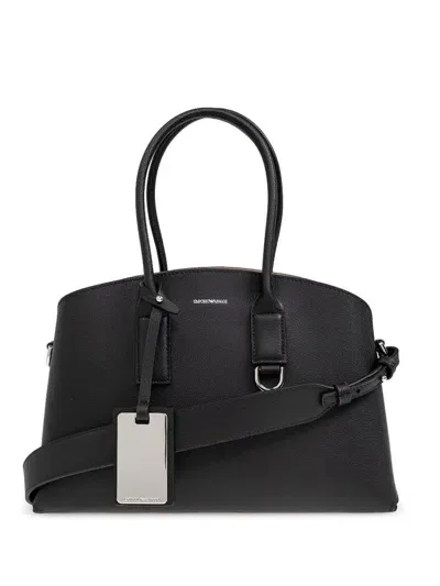 Ea7 Emporio Armani Recycled Leather Medium Tote Bag In Black