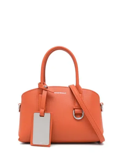 Ea7 Emporio Armani Recycled Leather Small Tote Bag In Orange