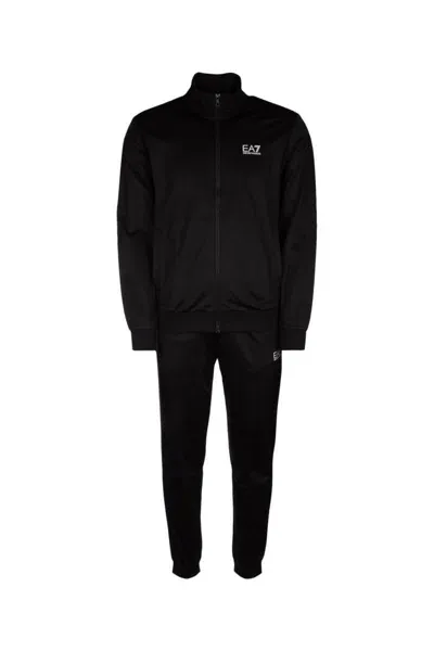 Ea7 Logo-print Cotton Track Suit In Black