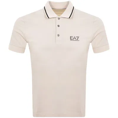 Ea7 Emporio Armani Tipped Polo T Shirt Beige