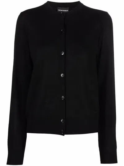 Ea7 Emporio Armani Wool Cardigan In Black