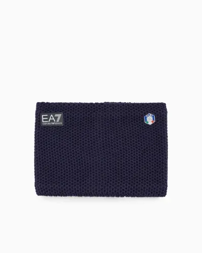 Ea7 Fisi Collection Wool-blend Collar In Blue