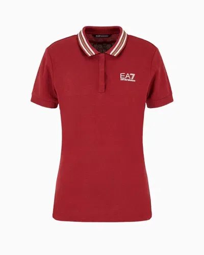 Ea7 Golf Pro Short-sleeved Cotton Polo Shirt In Red