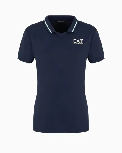 Ea7 Golf Pro Short-sleeved Polo Shirt In Ventus7 Technical Fabric In Blue