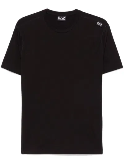 Ea7 Logo-appliqué T-shirt In Black