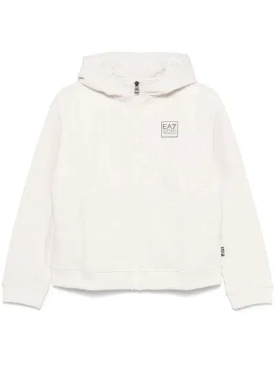 Ea7 Logo-patch Hoodie In White