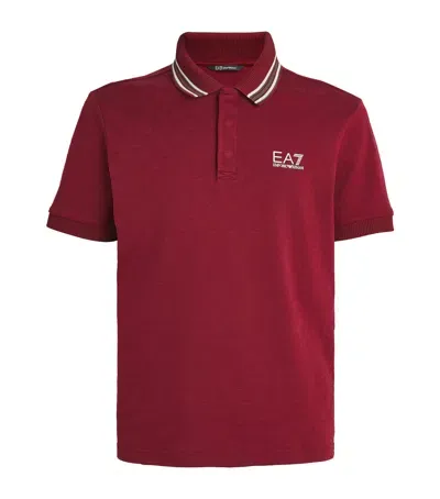 Ea7 Logo Print Polo Shirt In Red