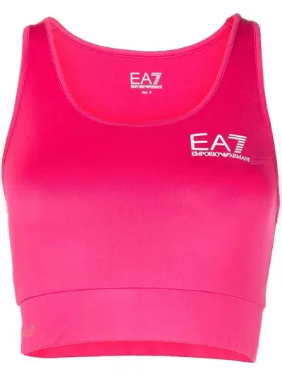 Ea7 Logo-print Sports Bra In Rosa