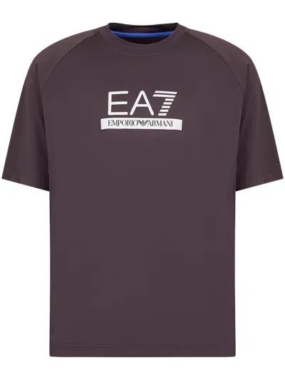 Ea7 Logo-print T-shirt In Violet