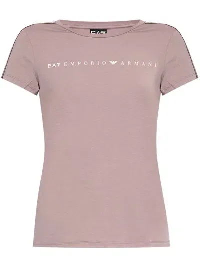 Ea7 Logo-print T-shirt In Pink