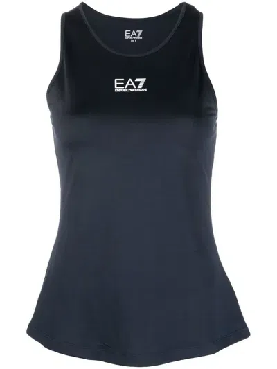 Ea7 Logo-print Tank Top In Blau