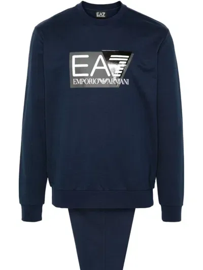 Ea7 Logo-print Tracksuit In Blue