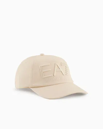 Ea7 Logo Series Cotton Baseball Cap In Neutral