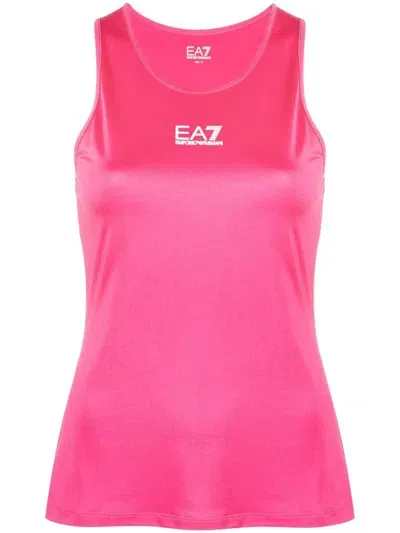 Ea7 Logo Sleeveless Tank Top In Rosa