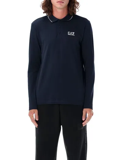 Ea7 Long Sleeve Polo Shirt In Blau