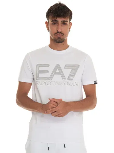 Ea7 Short-sleeved Round-necked T-shirt In White