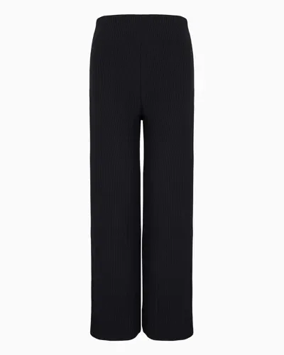 Ea7 Sporty Forever Cotton-blend Wide Trousers In Blue