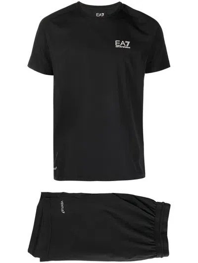 Ea7 Logo-print Shorts Set In Black