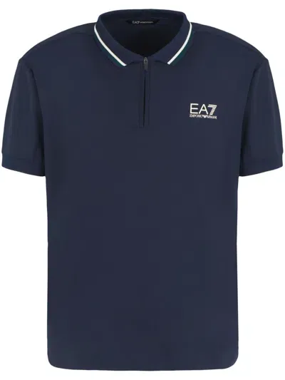 Ea7 X Ventus 7 Logo-print Polo Shirt In Blue