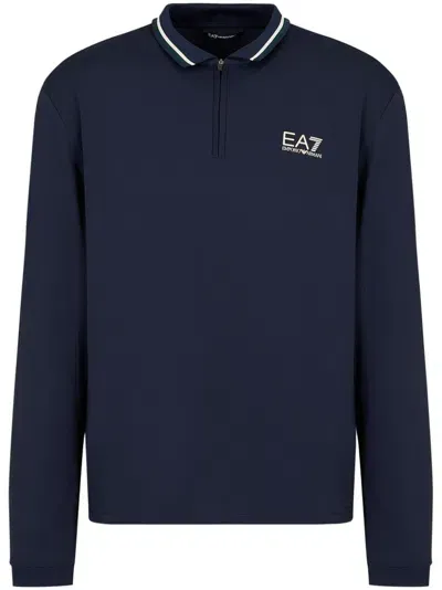 Ea7 X Ventus 7 Logo-print Polo Shirt In Blue