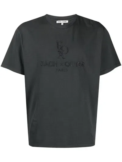 Each X Other Logo-embroidered Cotton T-shirt In Blau