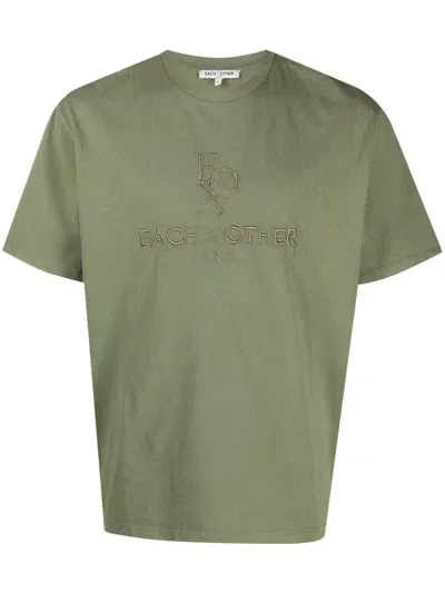 Each X Other Logo-embroidered Cotton T-shirt In Green